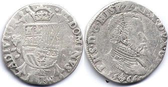 монета Испанские Нидерланды 1/5 филипсдаалдера 1566
