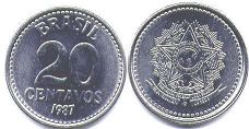 монета Бразилия 20 сентаво 1987