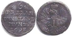 монета Бранденбург 6 пфеннигов 1693