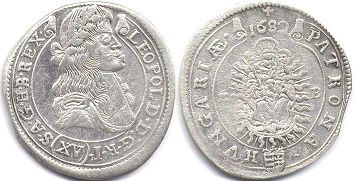 монета Венгрия 15 крейцеров 1682