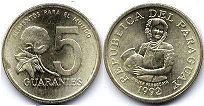 монета Парагвай 5 гуарани 1992