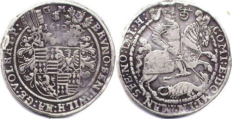монета Мансфельд-Борнштадт талер 1610