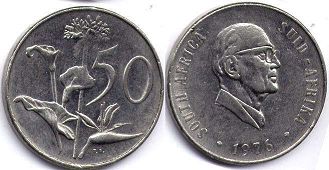 монета ЮАР 50 центов 1976