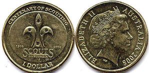 монета Австралия 1 доллар 2008