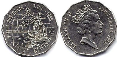монета Австралия 50 центов 1988