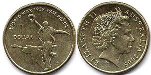 монета Австралия 1 доллар 2005