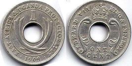 монета Восточная Африка и Уганда 1 цент 1909