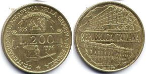 монета Италия 200 лир 1996