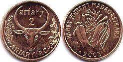 монета Мадагаскар 2 ариари 2003