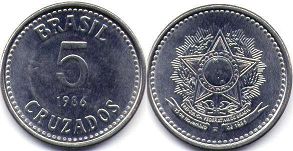 монета Бразилия 5 крузадо 1986