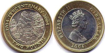 монета Гибралтар 2 фунта 2004