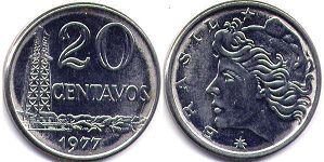 монета Бразилия 20 сентаво 1977