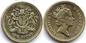 монета Великобритания 1 фунт 1993