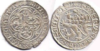 монета Тюрингия 1 грошен без даты (1406-1440)