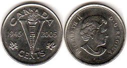 монета Канада 5 центов 2005