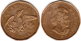 монета Канада 1 доллар 2008