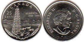 Канада юбилейная монета 25 центов 2005