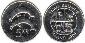 монета Исландия 5 крон 2008