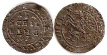 монета Ливония шиллинг 1572