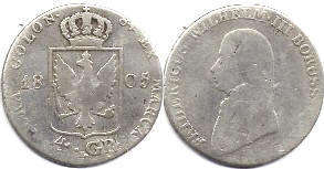 монета Пруссия 4 грошена 1805