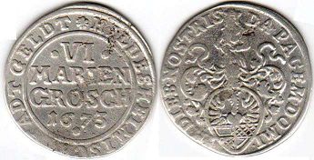 монета Хильдесхайм 6 мариенгрошенов 1673