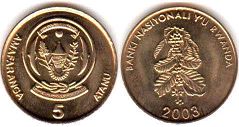 монета Руанда 5 франков 2003