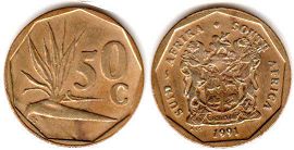 монета ЮАР 50 центов 1994 (1990, 1991, 1992, 1993, 1994, 1995)