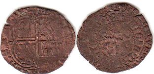монета Кастилия и Леон 3 мараведи 1369-1379