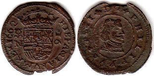 монета Испания 16 мараведи 1662
