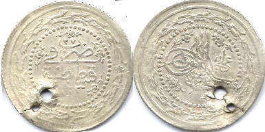монета Турция Османская 3 куруша 1834