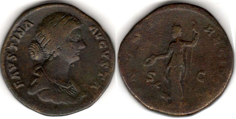монета Рим Фаустина II сестерций