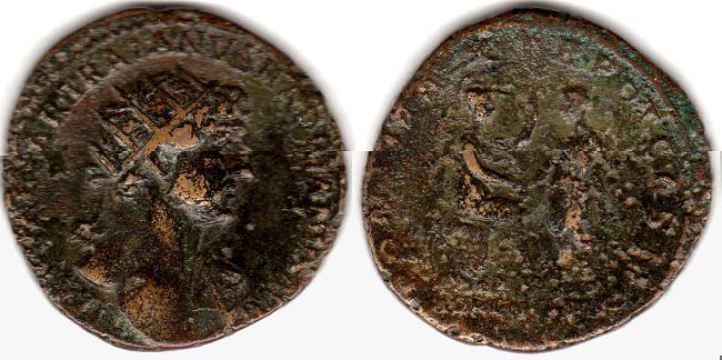 монета Рим Адриан Дупондий