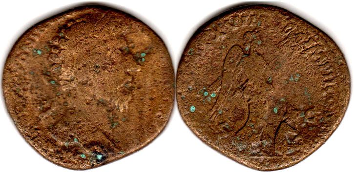 монета Рим Марк Аврелий сестерций