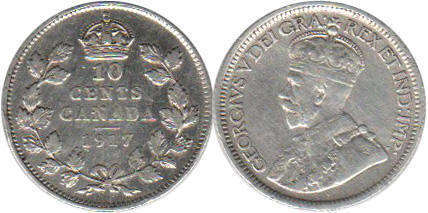 монета Канада монета 10 центов 1917
