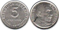 монета Аргентина 5 сентаво 1950