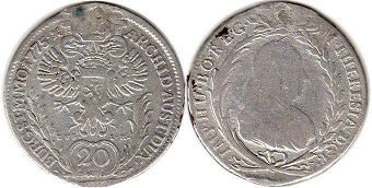 монета Австрия 20 крейцеров 1775