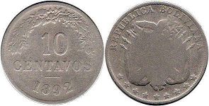 монета Боливия 10 сентаво 1892