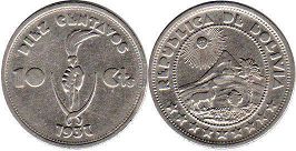 монета Боливия 10 сентаво 1937