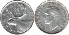 монета Канада 25 центов 1950