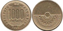 монета Колумбия 1000 песо 1996