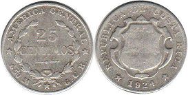 монета Коста Рика 25 сентимо 1924