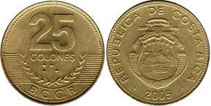 монета Коста-Рика 25 колонов 2005