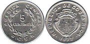 монета Коста-Рика 5 сентимо 1972