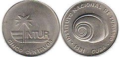 монета Куба 5 сентаво интур 1981 