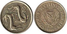 монета Кипр 2 цента 1988