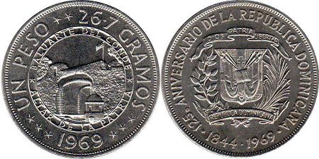 монета Доминиканская Республика 1 песо 1969