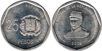 монета Доминиканская Республика 25 песо 2008
