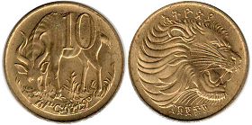 монета Эфиопия 10 центов 1977