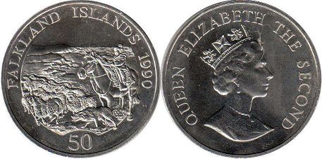 монета Фолкленды 50 пенсов 1990