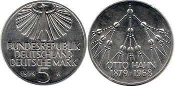 монета Германия ФРГ 5 маро 1979